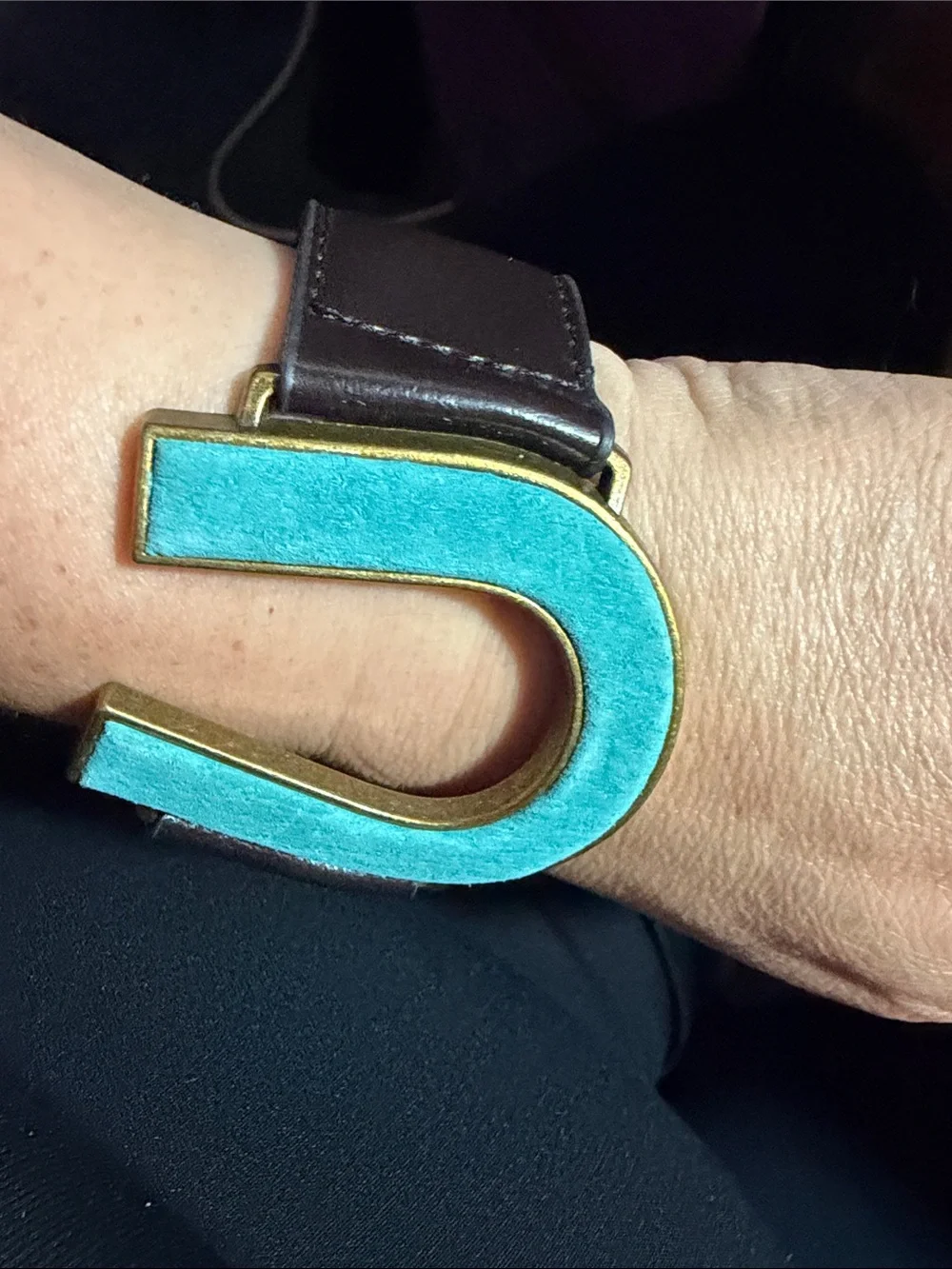 Turquoise Leather Arch Cuff Wristband - Fashion Wearable